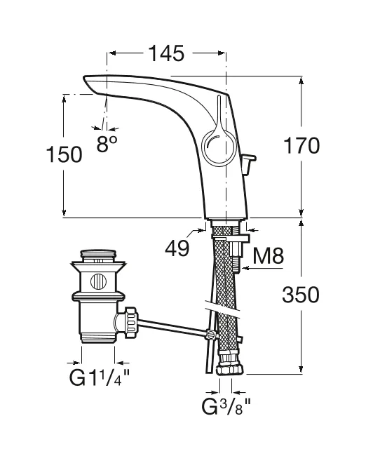 смеситель для раковины INSIGNIA с донным клапаном  ( хром )  