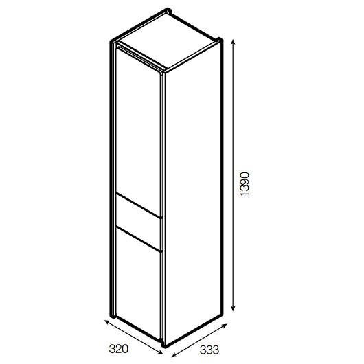 пенал подвесной RONDA левый,петли с доводч . 1ящик / 32х33,3х139 /  ( бетон / белый глянец )  